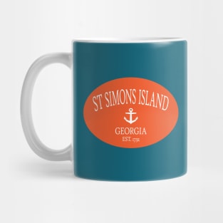 St Simons Island Georgia Sea Islands Anchor Orange Mug